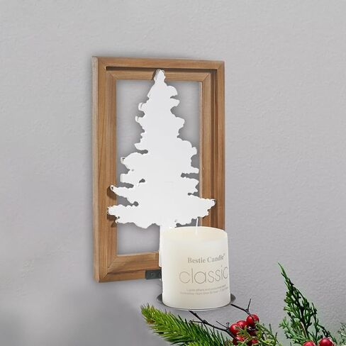 عيد الميلاد الجدار الشمعدان حامل شمعة، شمعة الجدار الشمعدانات الجدار شنت شجرة عيد الميلاد البيضاء، حامل شمعة للجدار، غرفة المعيشة غرفة الطعام الحمام، ريفي البني مؤطرة شجرة عيد الميلاد جدار الفن in Kuwait