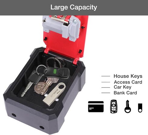 MEGREZ Security Key Lock Box Wall Mounted Key Safe Box with Digital Code, Resettable Code Combination Lock Box for Keys, Metal Key Storage Box for Home & Office, Red in Saudi Arabia