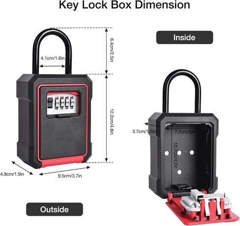 MEGREZ Security Key Lock Box Wall Mounted Key Safe Box with Digital Code, Resettable Code Combination Lock Box for Keys, Metal Key Storage Box for Home & Office, Red in Saudi Arabia
