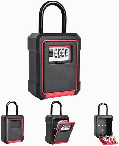 MEGREZ Security Key Lock Box Wall Mounted Key Safe Box with Digital Code, Resettable Code Combination Lock Box for Keys, Metal Key Storage Box for Home & Office, Red in Saudi Arabia