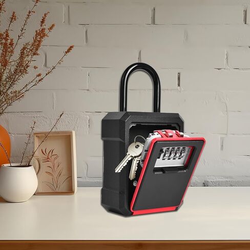 MEGREZ Security Key Lock Box Wall Mounted Key Safe Box with Digital Code, Resettable Code Combination Lock Box for Keys, Metal Key Storage Box for Home & Office, Red in Saudi Arabia