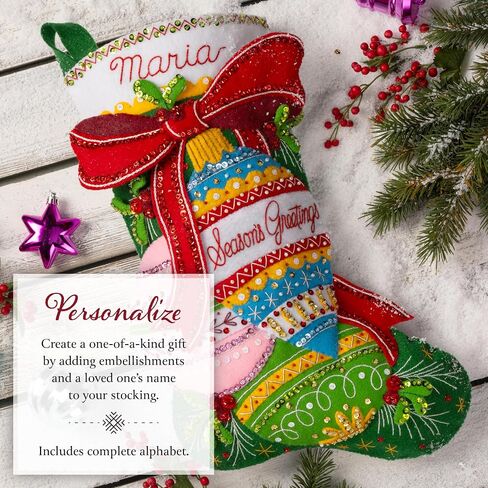 Bucilla، Season's Greetings، مجموعة صنع الجوارب مقاس 18 بوصة، مثالية لمشاريع الفنون والحرف اليدوية، 89618E in Saudi Arabia
