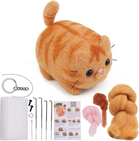 zaabaazina Needle Felting Kit Beginner, Exotic Shorthair Cat Needle Felting Set Wool Needle Felting Starter Kit DIY Kits for Adults, with Needle Felting Tools, Home Decoration Birthday Gift in Saudi Arabia