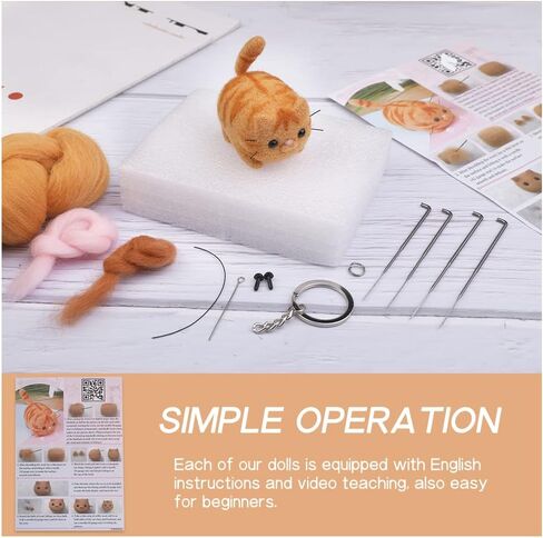 zaabaazina Needle Felting Kit Beginner, Exotic Shorthair Cat Needle Felting Set Wool Needle Felting Starter Kit DIY Kits for Adults, with Needle Felting Tools, Home Decoration Birthday Gift in Saudi Arabia