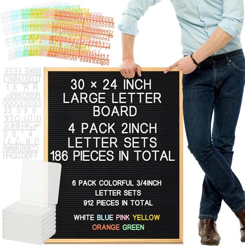Large Felt Letter Board Sign 24 x 30 Inch, Changeable Letter Board with Letters and Boxes, Large Menu Board for Restaurant, Large Felt Board Board for Baby Announcements, Restaurant Menus (Black) in Saudi Arabia
