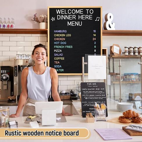 Large Felt Letter Board Sign 24 x 30 Inch, Changeable Letter Board with Letters and Boxes, Large Menu Board for Restaurant, Large Felt Board Board for Baby Announcements, Restaurant Menus (Black) in Saudi Arabia