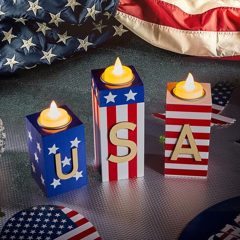 BlcTec Christmas Decorations Indoor, 3 PCS Christmas Wood Candle Holders with LED Tea Lights & 3D Carving Craft, Wood Christmas Centerpieces for Home, Table, Office, Tiered Tray, Shelf Xmas Décor in Saudi Arabia
