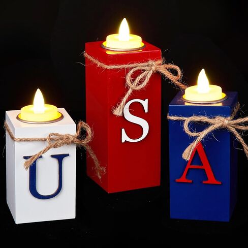 BlcTec Christmas Decorations Indoor, 3 PCS Christmas Wood Candle Holders with LED Tea Lights & 3D Carving Craft, Wood Christmas Centerpieces for Home, Table, Office, Tiered Tray, Shelf Xmas Décor in Saudi Arabia