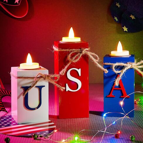 BlcTec Christmas Decorations Indoor, 3 PCS Christmas Wood Candle Holders with LED Tea Lights & 3D Carving Craft, Wood Christmas Centerpieces for Home, Table, Office, Tiered Tray, Shelf Xmas Décor in Saudi Arabia