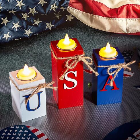 BlcTec Christmas Decorations Indoor, 3 PCS Christmas Wood Candle Holders with LED Tea Lights & 3D Carving Craft, Wood Christmas Centerpieces for Home, Table, Office, Tiered Tray, Shelf Xmas Décor in Saudi Arabia