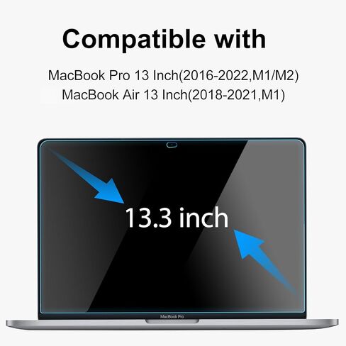 YongMai 2 PACK Anti Blue Light Screen Protector for MacBook Air 13’’ 2018-2021 M1 A1932 A2179 A2337 / 2022 MacBook Pro 13.3inch M2 Chip, Anti-blue, Anti-glare, Anti-fingerprint in Kuwait