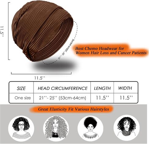 Wimnkuv 2 Pcs Pleated Head Wraps Scarf Turban, Chemo Caps for Cancer Patient, Cancer Headwear for Women in Saudi Arabia