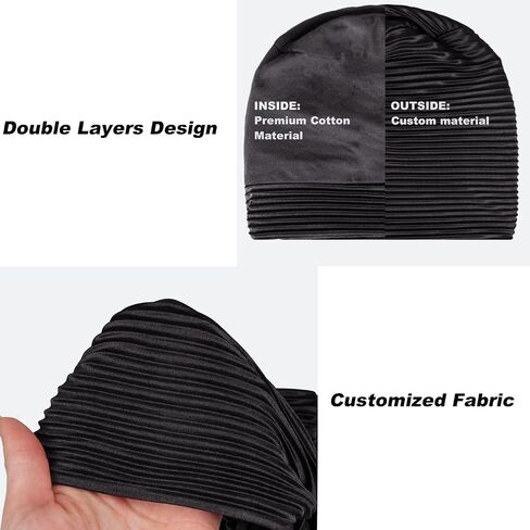Wimnkuv 2 Pcs Pleated Head Wraps Scarf Turban, Chemo Caps for Cancer Patient, Cancer Headwear for Women in Saudi Arabia