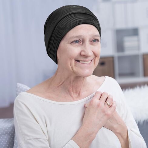 Wimnkuv 2 Pcs Pleated Head Wraps Scarf Turban, Chemo Caps for Cancer Patient, Cancer Headwear for Women in Saudi Arabia