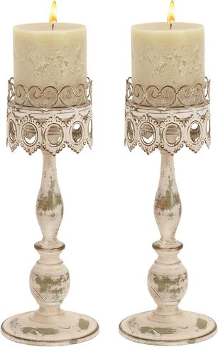 Deco 79 Metal Candle Holder, Set of 2 15", 15"H, Beige in Saudi Arabia
