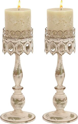 Deco 79 Metal Candle Holder, Set of 2 15", 15"H, Beige in Saudi Arabia