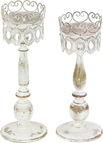 Deco 79 Metal Candle Holder, Set of 2 15", 15"H, Beige in Saudi Arabia