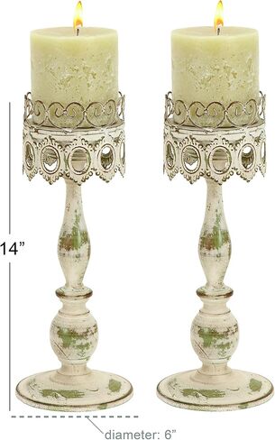 Deco 79 Metal Candle Holder, Set of 2 15", 15"H, Beige in Saudi Arabia