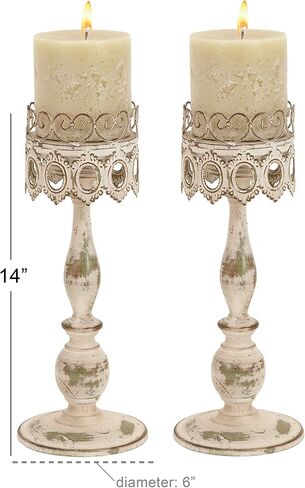 Deco 79 Metal Candle Holder, Set of 2 15", 15"H, Beige in Saudi Arabia
