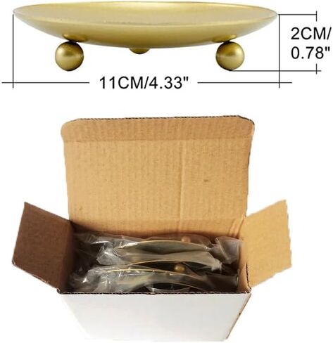 Gemseek Gold Pillar Candle Holders Set of 3, 4.3" Round Metal Plate Stand Candlestick Pedestal for Table Centerpiece Decor in Saudi Arabia