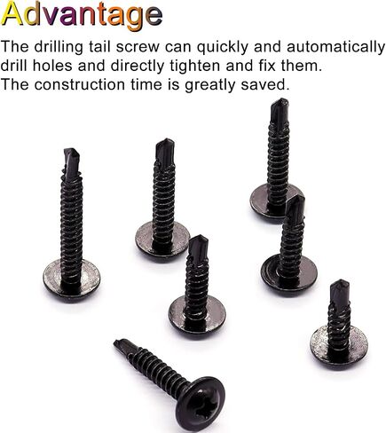 weideer 115pcs #8 Self Drilling Screws Self Tapping Tek Screws Assortment Kit Black Oxide Truss Head Sheet Metal Screws 410 Stainless Steel (1/2"to1-1/4") K-055-115P in Saudi Arabia
