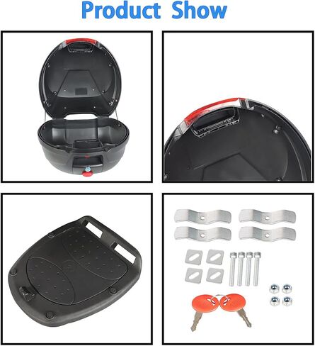 labwork Red Motorcycle Tour Tail Box Scooter Trunk Luggage Top Lock Storage Carrier Case with Soft Backrest and Quick Release System 32L Capacity Can Store One Full Helmet in Saudi Arabia