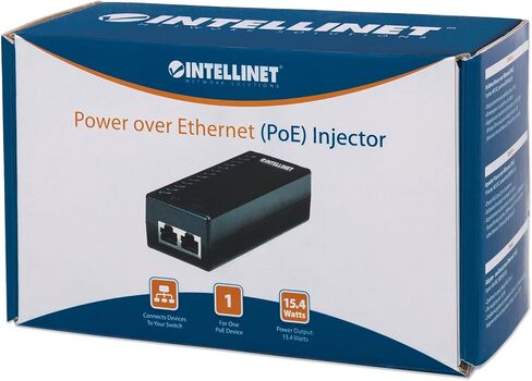 حاقن Intellinet PoE - يحول اتصالات غير PoE إلى PoE - استخدم كابل إيثرنت CAT5 مع RJ45 لتوفير كل من الطاقة والبيانات - يوفر 15.4 وات حتى 100 متر (328 قدمًا) أسود 524179 in Saudi Arabia