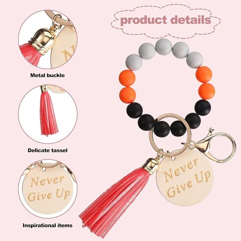 Faccito 12 Pcs Inspirational Key Ring Bracelet with Tassel Beaded Motivational Quote Wristlet Keychain for Women in Saudi Arabia