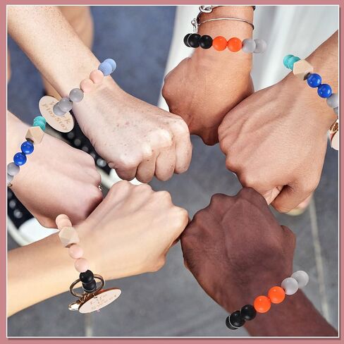 Faccito 12 Pcs Inspirational Key Ring Bracelet with Tassel Beaded Motivational Quote Wristlet Keychain for Women in Saudi Arabia