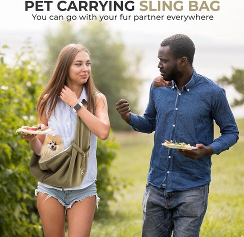 Dog Sling Carrier with Pet Hair Remover, Hands-Free Pet Carrier, Escape Proof, Adjustable Shoulder Strap with Zipper Pockets Suitable for Small Size Dogs Cats Puppy Kitten (Black) in Saudi Arabia