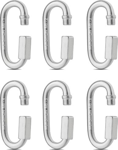 MUKSIRON 2.87 Inch Stainless Steel Chain Quick Links - 6 Pack 5/16" Stainless Locking Carabiner Connector Threaded Oval Ring for Pet Traction,Lamp Hook,Camping, Fishing - 3300 Lbs Capacity in Saudi Arabia