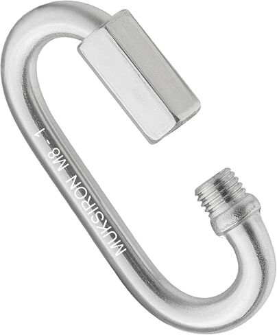 MUKSIRON 2.87 Inch Stainless Steel Chain Quick Links - 6 Pack 5/16" Stainless Locking Carabiner Connector Threaded Oval Ring for Pet Traction,Lamp Hook,Camping, Fishing - 3300 Lbs Capacity in Saudi Arabia