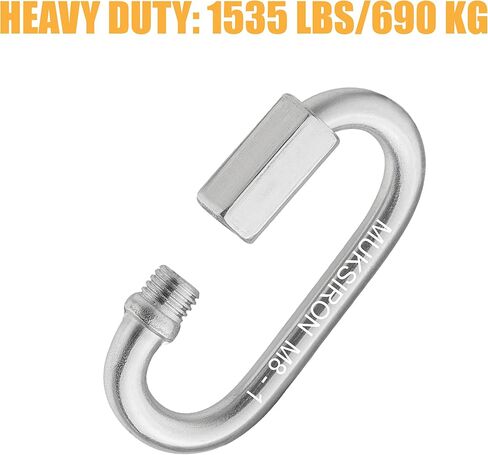 MUKSIRON 2.87 Inch Stainless Steel Chain Quick Links - 6 Pack 5/16" Stainless Locking Carabiner Connector Threaded Oval Ring for Pet Traction,Lamp Hook,Camping, Fishing - 3300 Lbs Capacity in Saudi Arabia