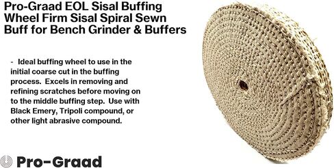 Pro-Graad 2 Pack 8" EOL Sisal Buffing Wheel, 8 inch x 11 Ply - 1/2 inch Thick x 5/8 inch Arbor Hole, Firm Sisal Spiral Sewn Buff for Bench Grinder, Ideal for Coarse Cut First Step Buffing – Pack of 2 in Saudi Arabia