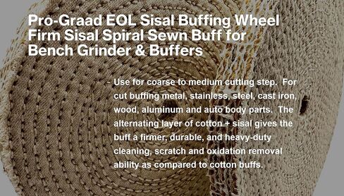 Pro-Graad 2 Pack 8" EOL Sisal Buffing Wheel, 8 inch x 11 Ply - 1/2 inch Thick x 5/8 inch Arbor Hole, Firm Sisal Spiral Sewn Buff for Bench Grinder, Ideal for Coarse Cut First Step Buffing – Pack of 2 in Saudi Arabia