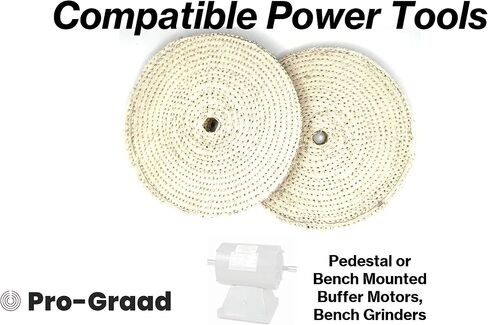 Pro-Graad 2 Pack 8" EOL Sisal Buffing Wheel, 8 inch x 11 Ply - 1/2 inch Thick x 5/8 inch Arbor Hole, Firm Sisal Spiral Sewn Buff for Bench Grinder, Ideal for Coarse Cut First Step Buffing – Pack of 2 in Saudi Arabia