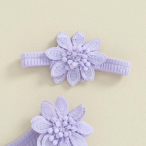 MERSARIPHY Baby Girl Summer Clothes Ruffles Ribbed Knit Romper Dress Jumpsuit Bodysuit with Headband Cute Newborn Outfit Set in Kuwait