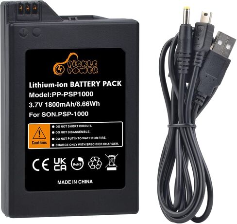 Pickle Power 1800mAh 3.6V PSP Battery with PSP Charger Cable for Sony PSP 1000 PSP-110 (1001, 1002, 1003, 1004, 1005, 1006, 1007, 1008, 1010), PSP Fat Console in Saudi Arabia