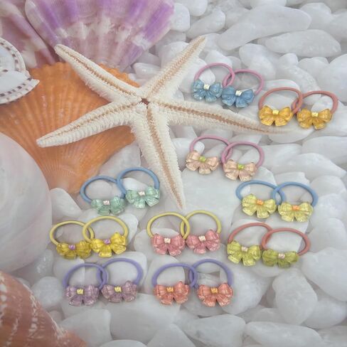 20 Pcs Toddlers Hair Ties for Girls Elastic Ponytail Holders for Kids,Cute Candy Color Hair Bands with Bows Pigtails Hair Accessories for Girls,Hair Ties for Little Girl Teens Children Birthday Gift in Saudi Arabia