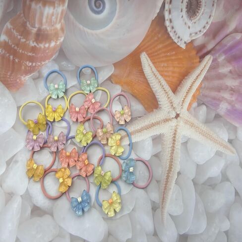 20 Pcs Toddlers Hair Ties for Girls Elastic Ponytail Holders for Kids,Cute Candy Color Hair Bands with Bows Pigtails Hair Accessories for Girls,Hair Ties for Little Girl Teens Children Birthday Gift in Saudi Arabia