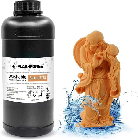 FLASHFORGE Water Washable 3D Printer Resin 1kg(2.2lbs), LCD UV-Fast-Curing Resin 405nm Standard Photopolymer Resin for LCD Resin 3D Printer, Low Shrinkage and High Precision (Beige, 1000g) in Saudi Arabia