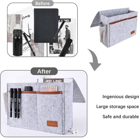 HAKACC Bedside Caddy، منظم تخزين السرير، حامل معلق للسرير لمجلة الكمبيوتر المحمول وحامل جهاز التحكم عن بعد لأريكة النوم المنزلية in Kuwait