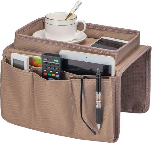 Tronssien Sofa Armrest Organizer, Couch Remote Caddy Control Holder Sofa Organizer for Recliner Mattresses Chair Armrests with 5 Slots-2 Large Pocket, 3 Small Pockets for TV Remotes, Phone in Kuwait