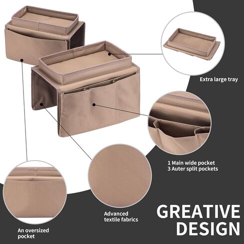 Tronssien Sofa Armrest Organizer, Couch Remote Caddy Control Holder Sofa Organizer for Recliner Mattresses Chair Armrests with 5 Slots-2 Large Pocket, 3 Small Pockets for TV Remotes, Phone in Kuwait