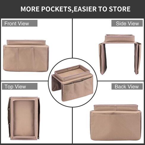 Tronssien Sofa Armrest Organizer, Couch Remote Caddy Control Holder Sofa Organizer for Recliner Mattresses Chair Armrests with 5 Slots-2 Large Pocket, 3 Small Pockets for TV Remotes, Phone in Kuwait