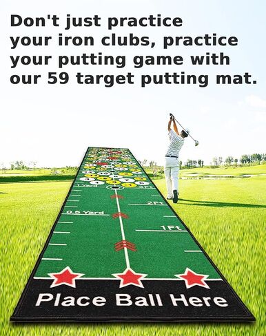 Golf Putting Practice Mat With Number Challenge, 10 Ft x 1.64 Ft, With 9 Ft Target. Improve Your Golf Putting Skills with Interactive Fun. Multiplayer and Multiple Ways to Play With Friends and Family in Saudi Arabia