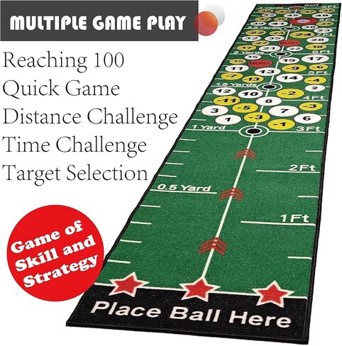 Golf Putting Practice Mat With Number Challenge, 10 Ft x 1.64 Ft, With 9 Ft Target. Improve Your Golf Putting Skills with Interactive Fun. Multiplayer and Multiple Ways to Play With Friends and Family in Saudi Arabia