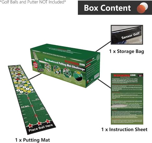 Golf Putting Practice Mat With Number Challenge, 10 Ft x 1.64 Ft, With 9 Ft Target. Improve Your Golf Putting Skills with Interactive Fun. Multiplayer and Multiple Ways to Play With Friends and Family in Saudi Arabia