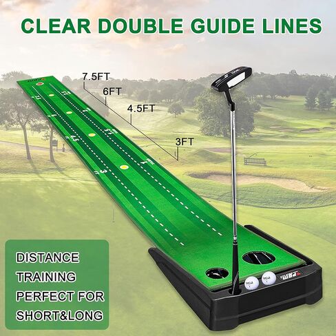 PGM Putting Green Indoor - Putting Matt for Indoors Golf Putting Mat with Electric Ball Return - Golf Mats Practice Indoor Golf Game for Home and Office - Golf Gifts Golf Accessories for Men in Saudi Arabia