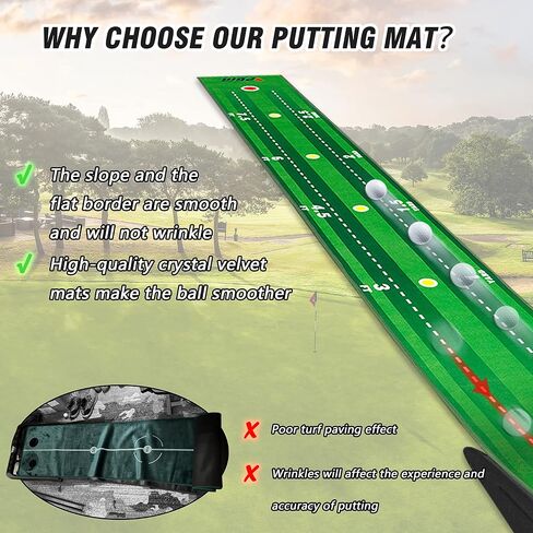 PGM Putting Green Indoor - Putting Matt for Indoors Golf Putting Mat with Electric Ball Return - Golf Mats Practice Indoor Golf Game for Home and Office - Golf Gifts Golf Accessories for Men in Saudi Arabia